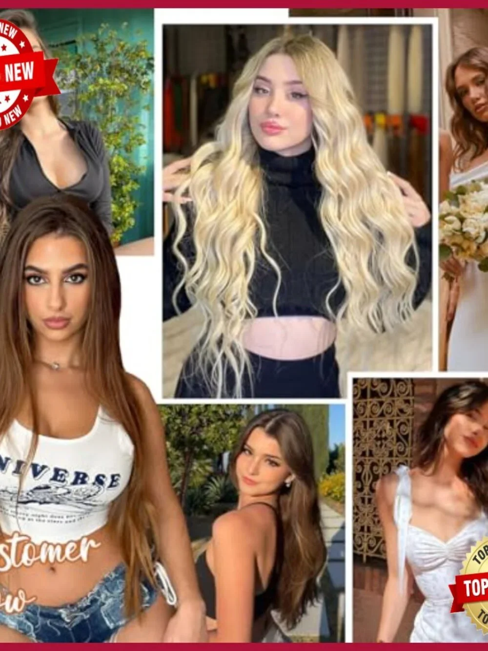 18 Inch Real Human Hair Clip-in Extensions, 7 Piece Double Weft Set